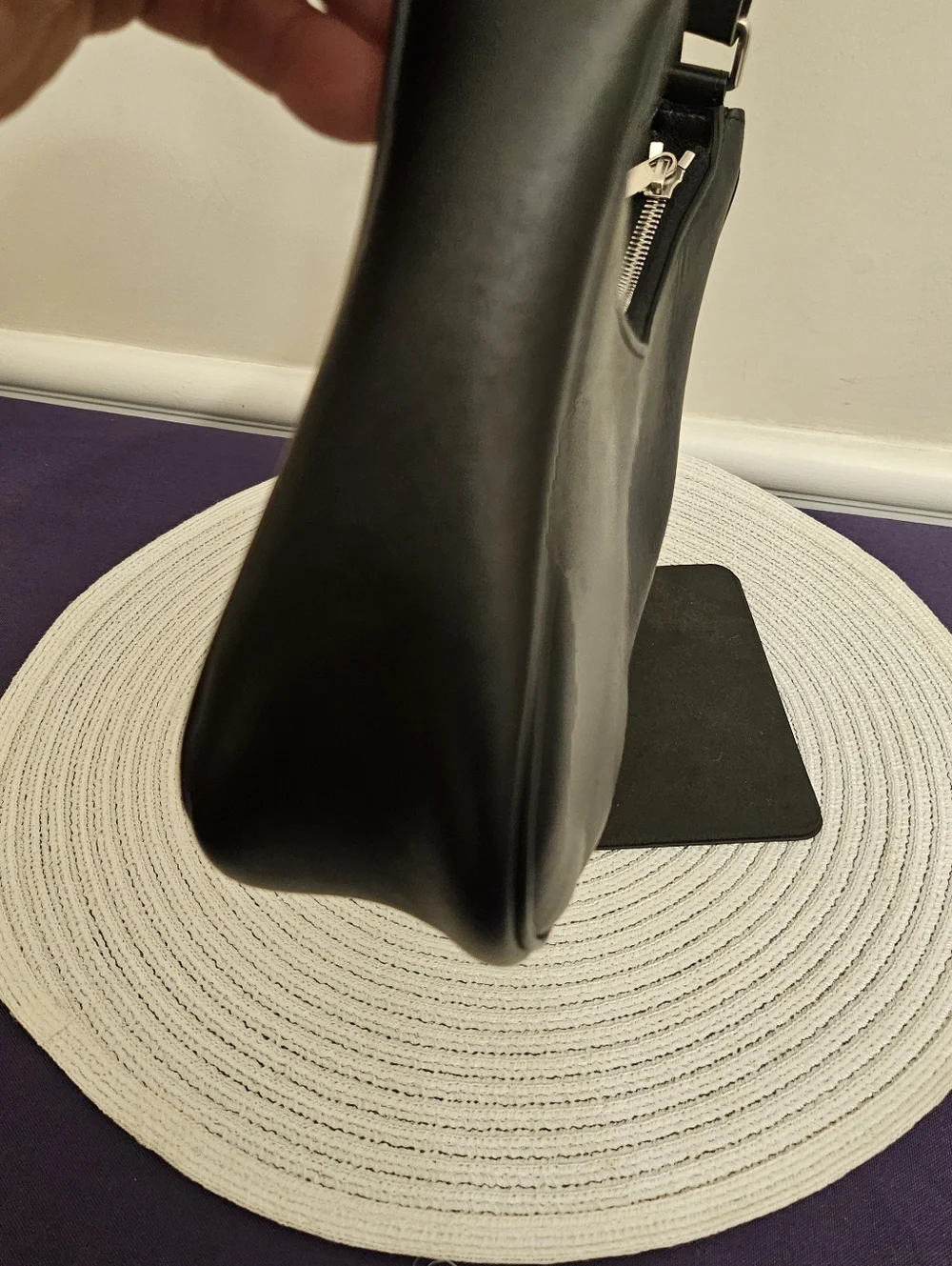 AUTHENTIC Celine Ava Bag in Smooth Calfskin - Black with White Logo